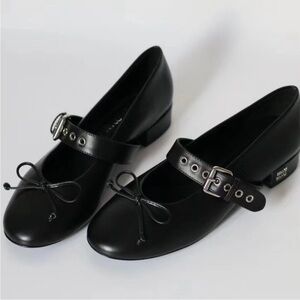 Miu miu leather buckle flats